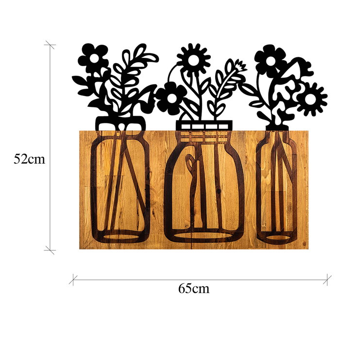Wallity Flower 5 Escultura de pared de madera y metal en nogal y negro Wallity Flower 5 Escultura de pared de madera y metal en nogal y negro
